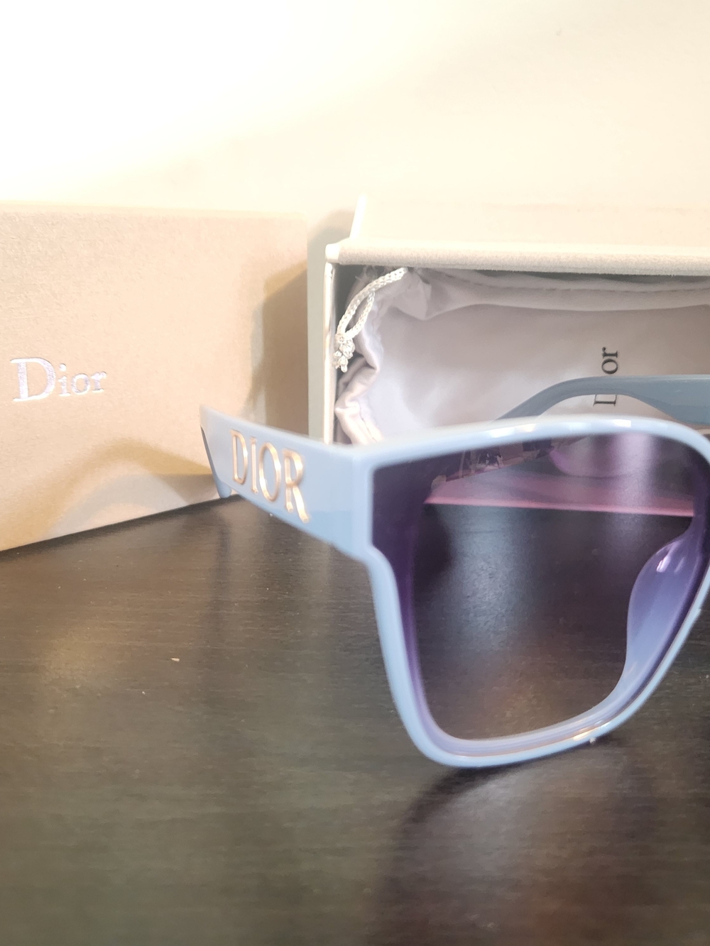 Dior Women's Blue Oversized Square Sunglasses